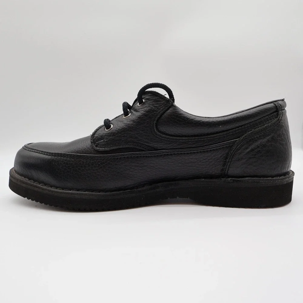 Rucks Work Shoes Mens 10 Black Leather Vintage Steel Toe Oxford W4570 NOS